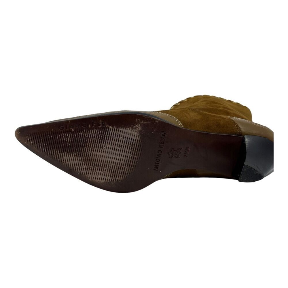Antonio Melani Western Boots Women 7.5M Brown Suede Gold Pointed Kitten Heel - Picture 9 of 15